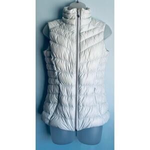 Athleta Downalicious Vest Blue XS Goose Down Puffer Zip Pockets